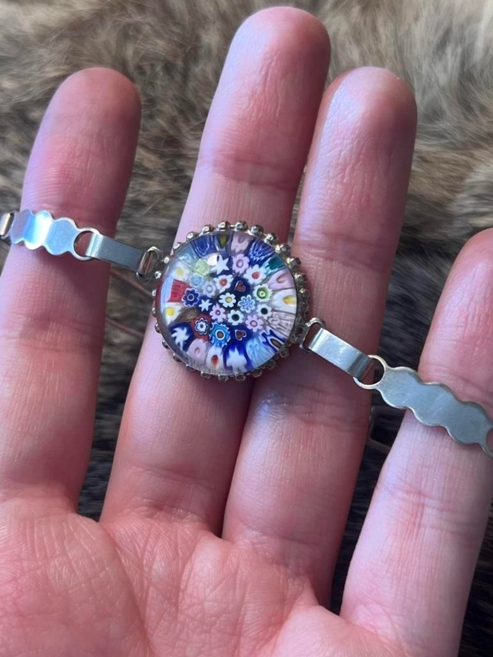 Sterling silver Tommasi Murano Glass millefiori bracelet